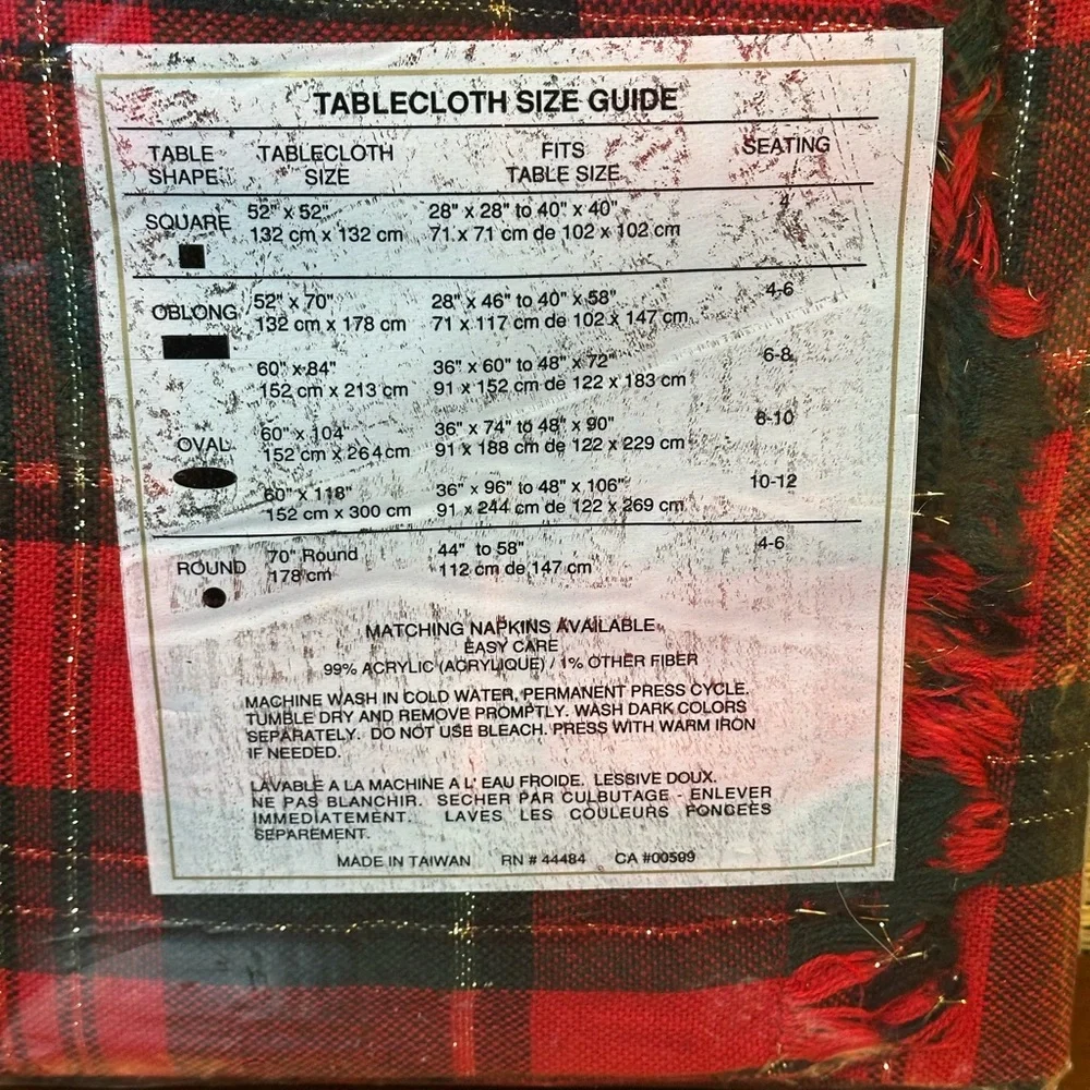 🎄🌟HP🌟VTG 2000s Red, Green, Gold Tartan Plaid Holiday Soft Acrylic Tablecloth - Picture 5 of 7